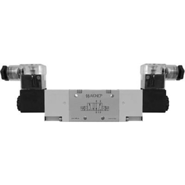 Alpha Technologies Aignep USA 5/2 Double Solenoid Valve, Ext Pilot G 1/8, 24V DC/2W Coil, LED Connection 01VA1500020302